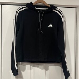 Adidas Black‎ cropped hoodie  with White Accents large